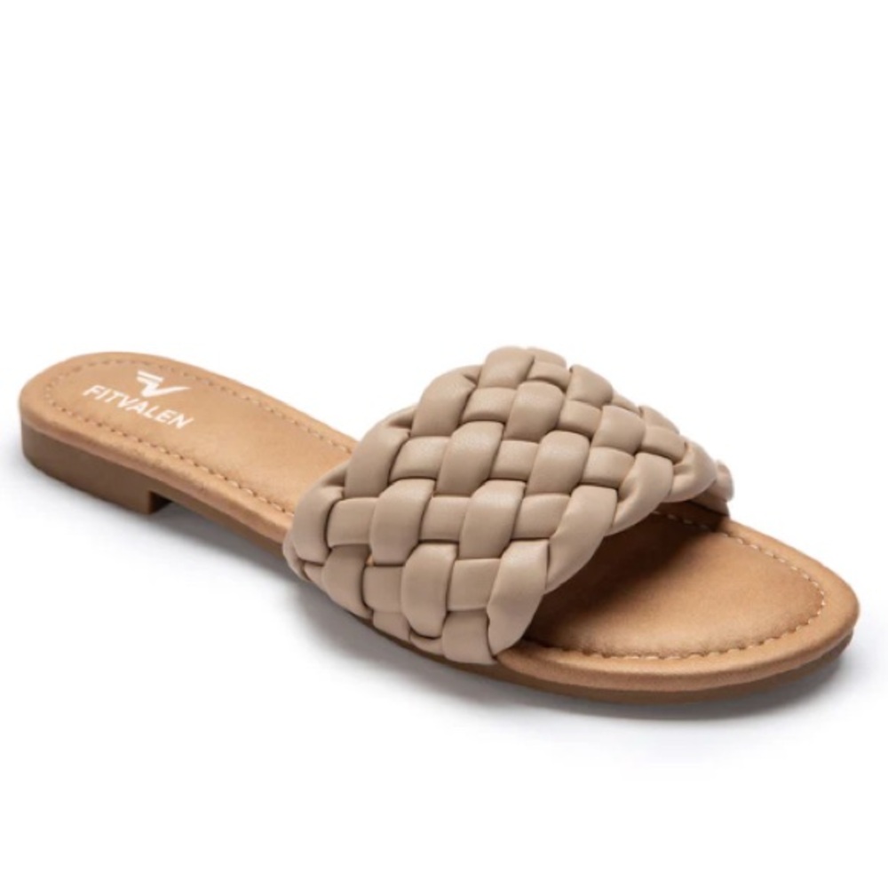 Fitvalen Round Toe Braided Slides